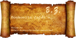 Boskovits Zalán névjegykártya
